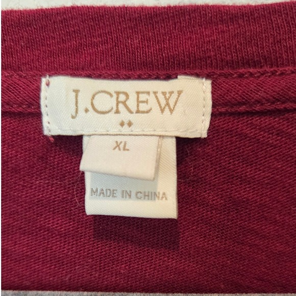 J. Crew XL Burgundy Red Embroidered Long Sleeve Cotton Top - Picture 2 of 8